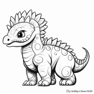 Pachycephalosaurus among Other Dinosaurs: Group Coloring Pages 2