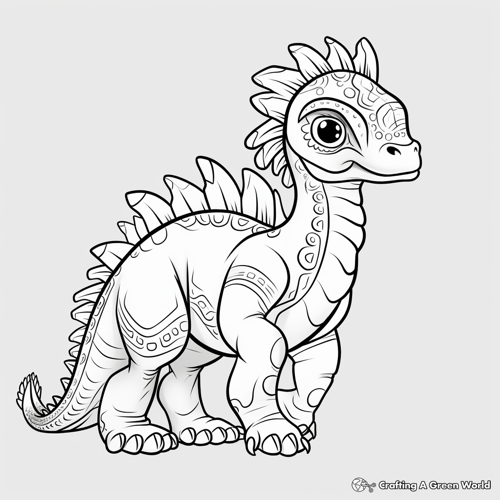 Pachycephalosaurus among Other Dinosaurs: Group Coloring Pages 3