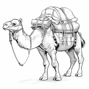 Pack Camel Coloring Pages: Carrying Bedouin Supplies 1