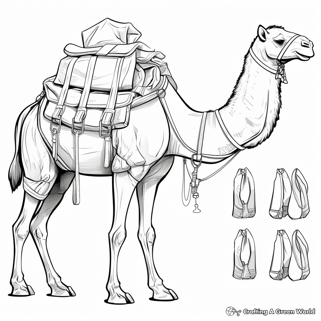 Pack Camel Coloring Pages: Carrying Bedouin Supplies 2