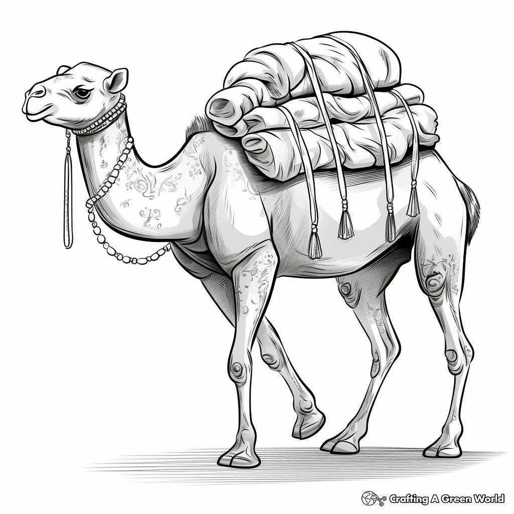 Pack Camel Coloring Pages: Carrying Bedouin Supplies 3