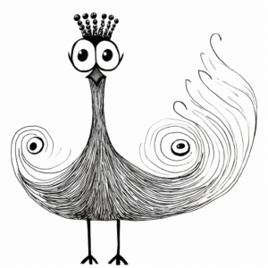 Paint by Letter: Blue Peacock Bird Coloring Pages 2