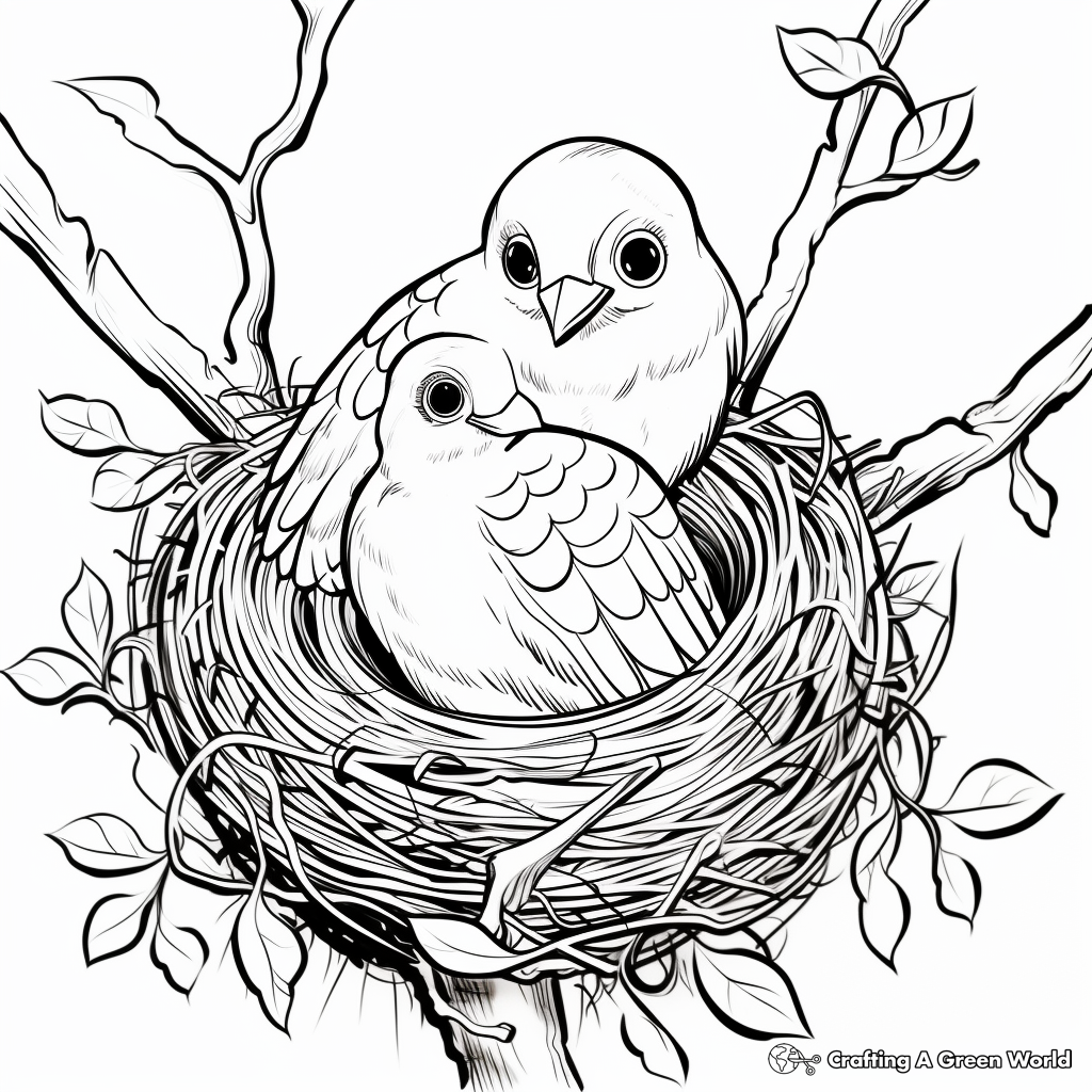 Paint by Number Bird Nest Coloring Page for Relaxation 1