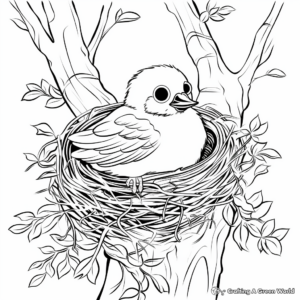 Paint by Number Bird Nest Coloring Page for Relaxation 4