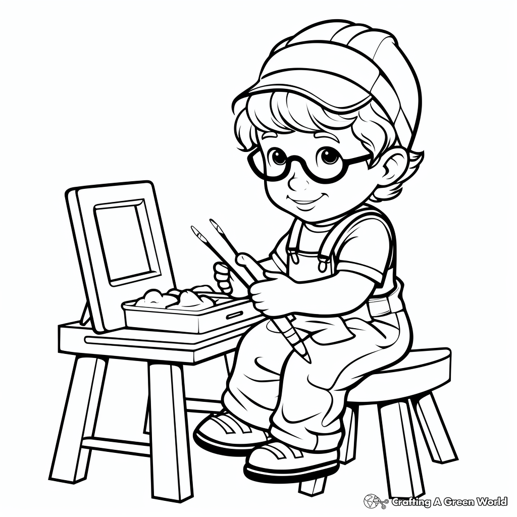 Painter in Overalls Coloring Pages 3
