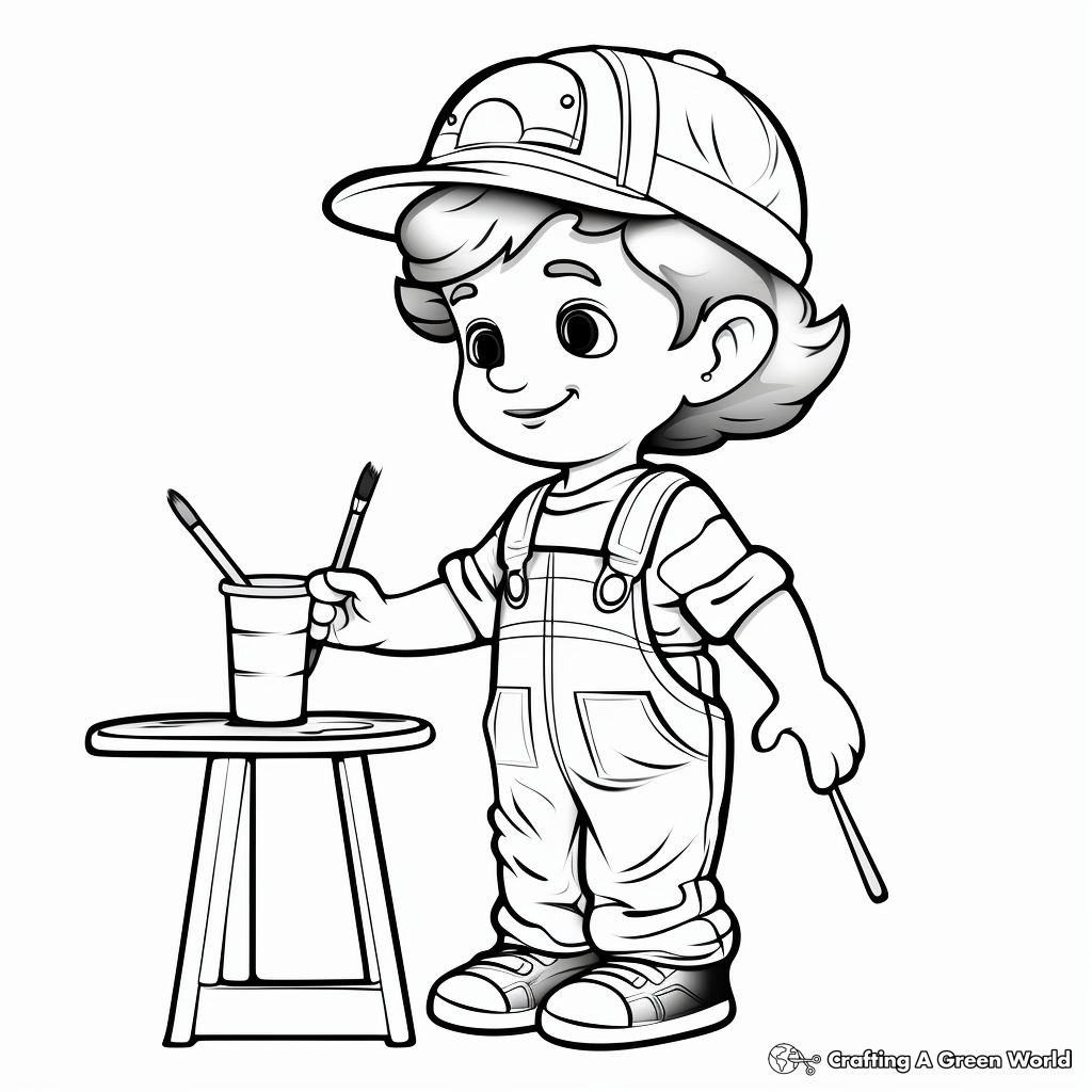 Painter in Overalls Coloring Pages 4