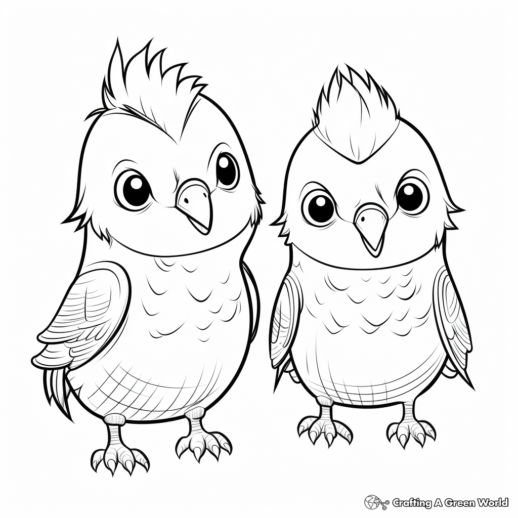 Pair of Cockatiels Coloring Pages 1