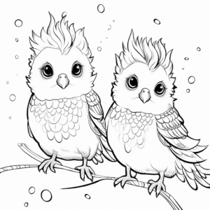 Pair of Cockatiels Coloring Pages 2