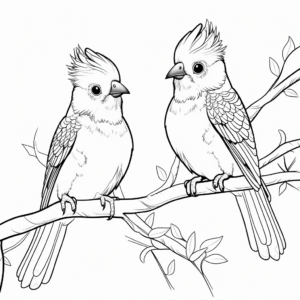 Pair of Cockatiels Coloring Pages 3