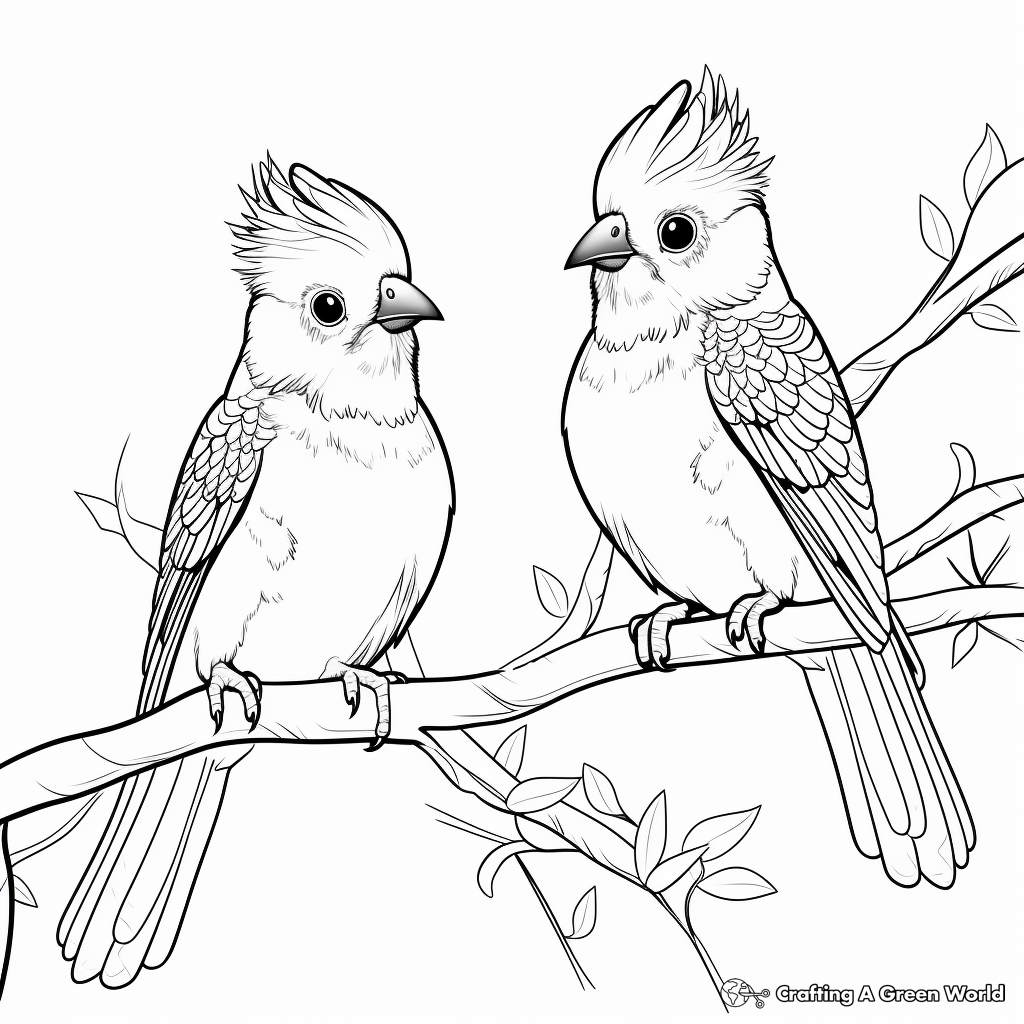 Pair of Cockatiels Coloring Pages 3