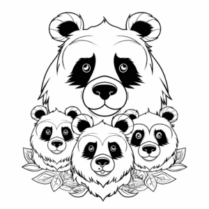 Panda Bear Family Coloring Pages: Mom, Dad, and Cubs 1