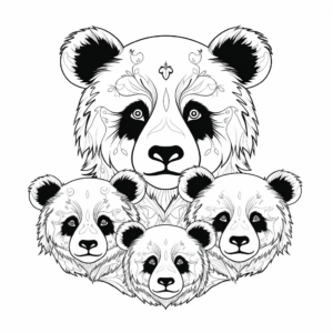 Panda Bear Family Coloring Pages: Mom, Dad, and Cubs 2