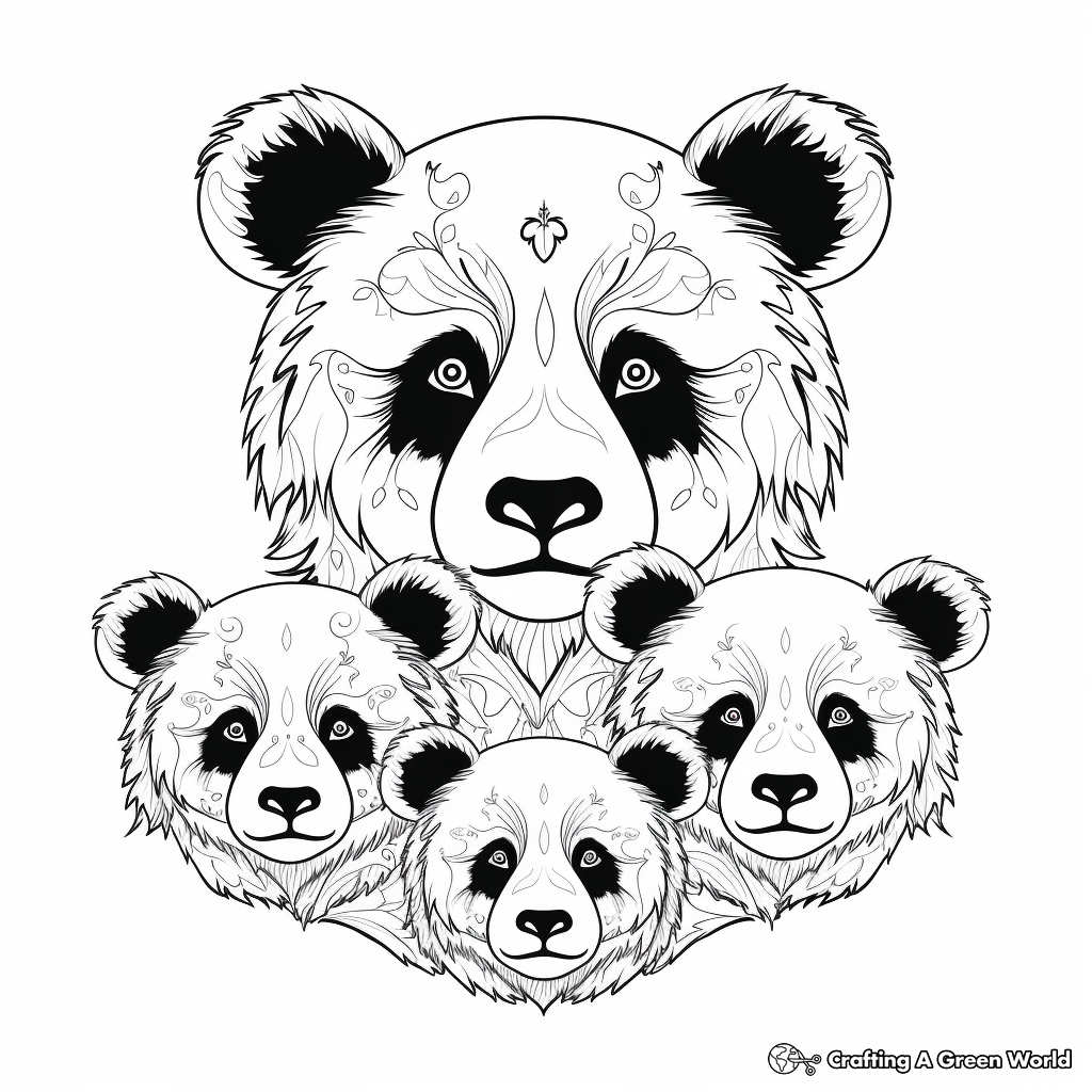 Panda Bear Family Coloring Pages: Mom, Dad, and Cubs 3