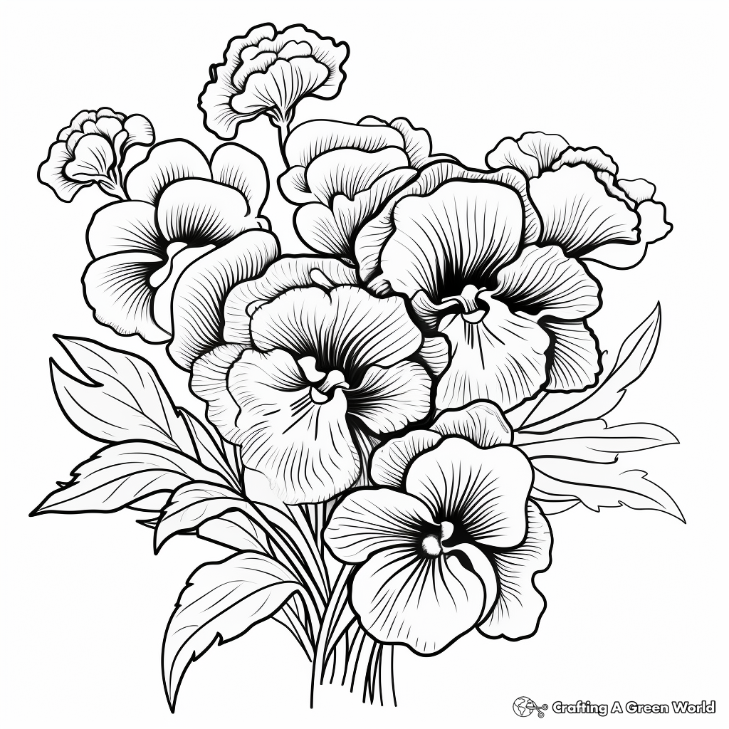 Pansy Flowers in Detail: Coloring Pages 1