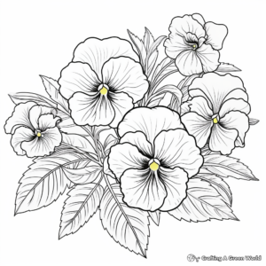 Pansy Flowers in Detail: Coloring Pages 4