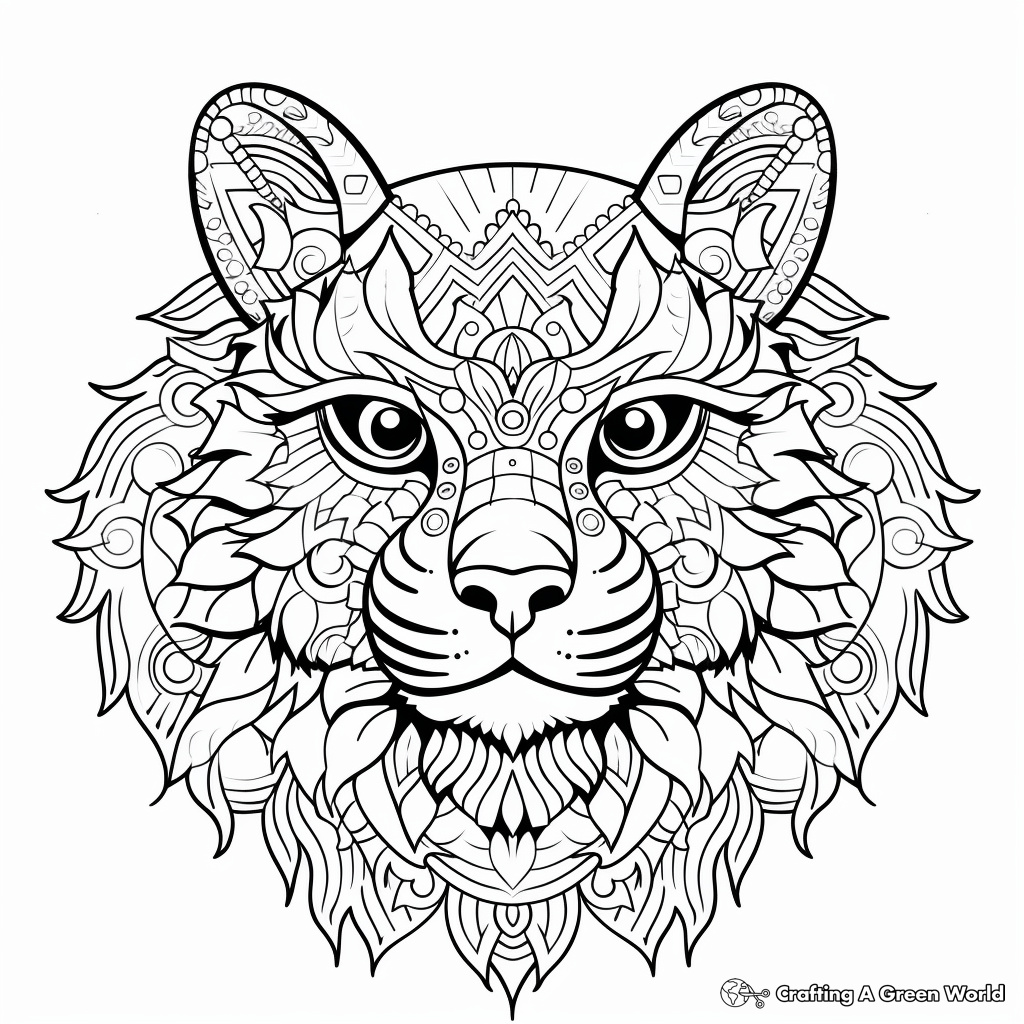 Panthera Tigris Cat Mandala Coloring Pages 1
