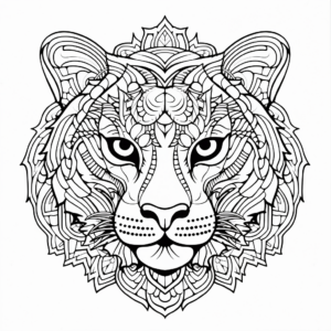 Panthera Tigris Cat Mandala Coloring Pages 2