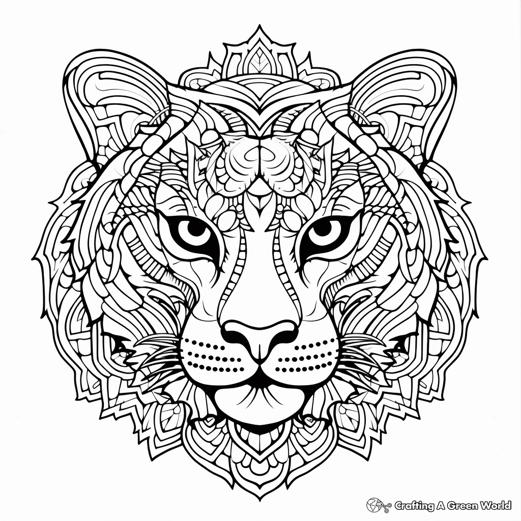 Panthera Tigris Cat Mandala Coloring Pages 2