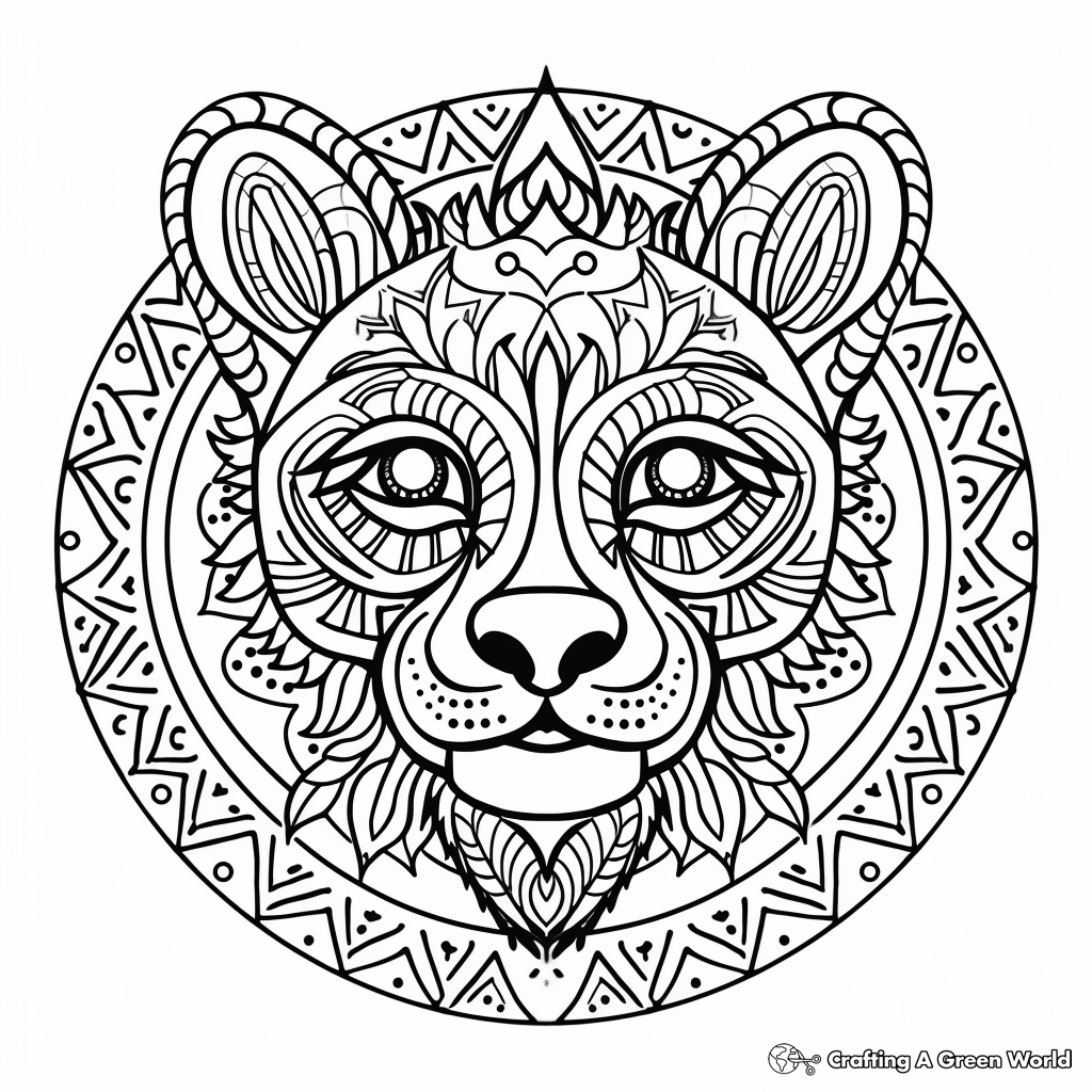 Panthera Tigris Cat Mandala Coloring Pages 4