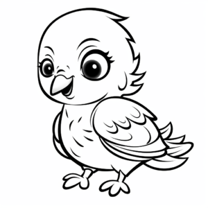Parakeet Chick Coloring Pages for Children 1