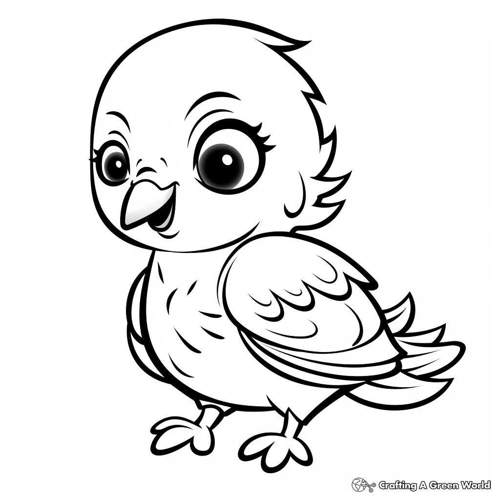 Parakeet Chick Coloring Pages for Children 1