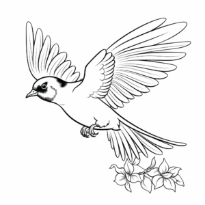 Parakeet Hovering over Flower Coloring Pages 2