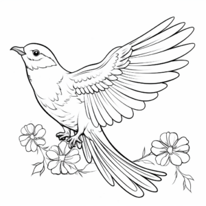 Parakeet Hovering over Flower Coloring Pages 3