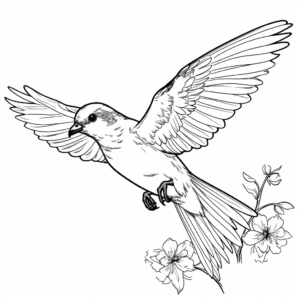 Parakeet Hovering over Flower Coloring Pages 4