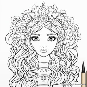 Pastel Boho Rainbow Coloring Pages for Adults 1