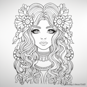 Pastel Boho Rainbow Coloring Pages for Adults 4