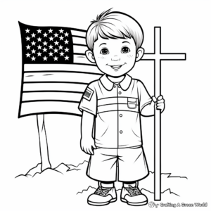 Patriotic American Flag Cross Coloring Pages 4