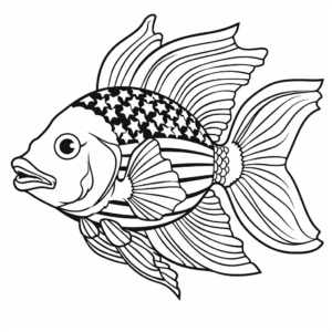Patriotic American Flag Fish Coloring Pages 1