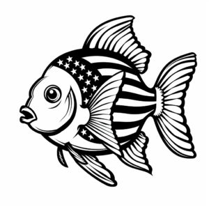 Patriotic American Flag Fish Coloring Pages 3