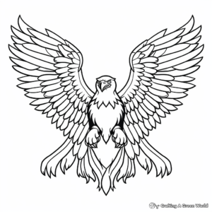 Patriotic Heart with Eagle Wings Coloring Sheets 2