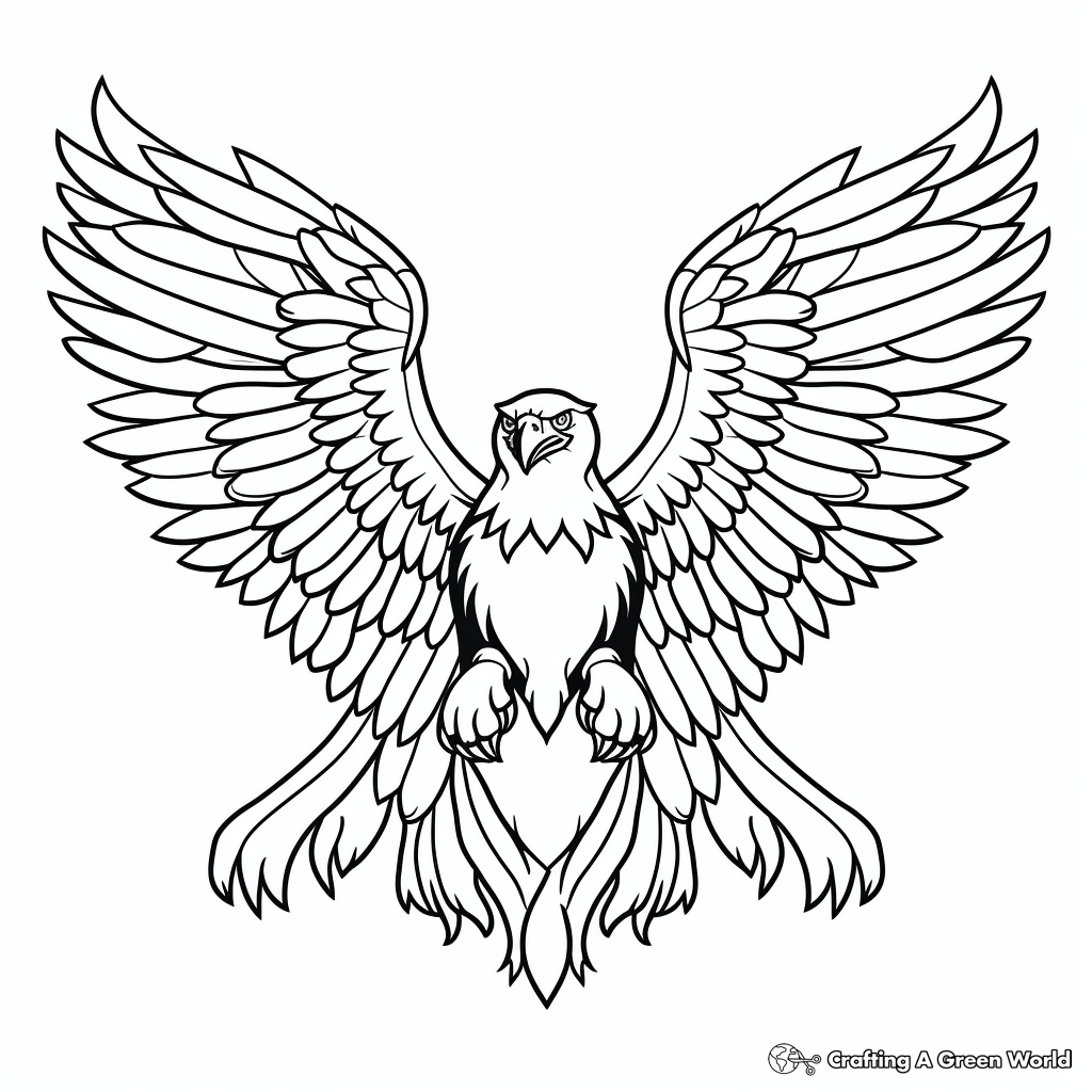 Patriotic Heart with Eagle Wings Coloring Sheets 2