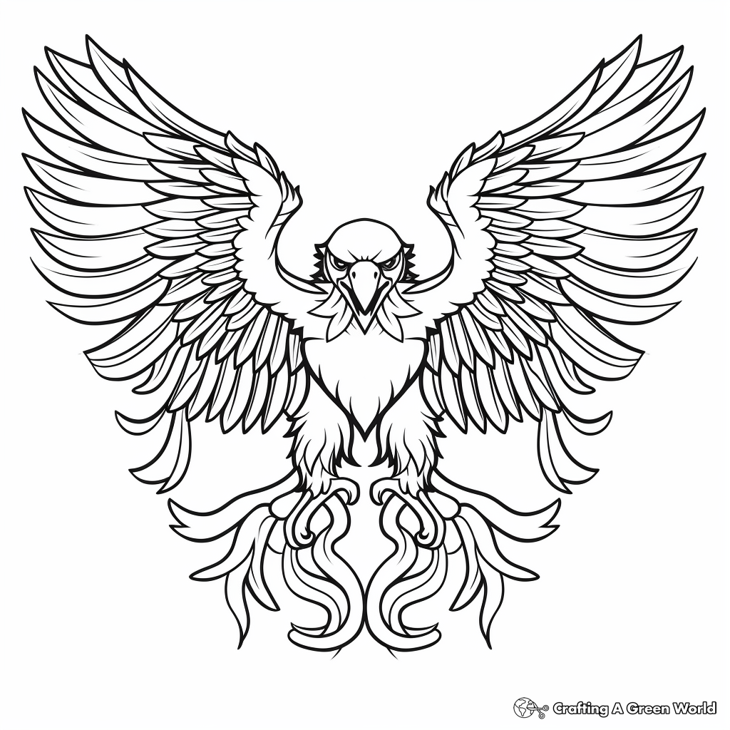 Patriotic Heart with Eagle Wings Coloring Sheets 3