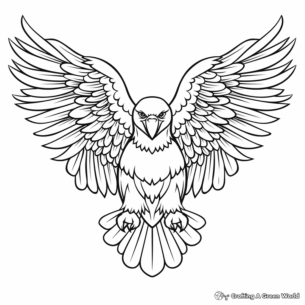 Patriotic Heart with Eagle Wings Coloring Sheets 4