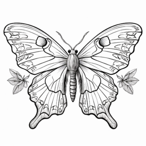 Pattern-Oriented Luna Moth Coloring Pages 1