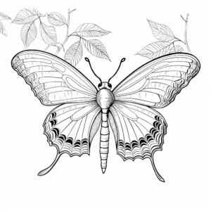 Pattern-Oriented Luna Moth Coloring Pages 3