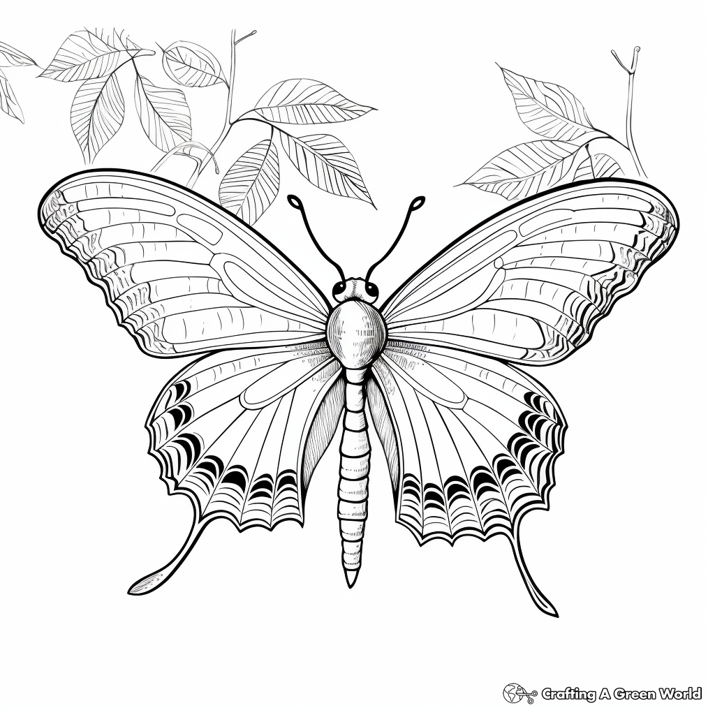 Pattern-Oriented Luna Moth Coloring Pages 3