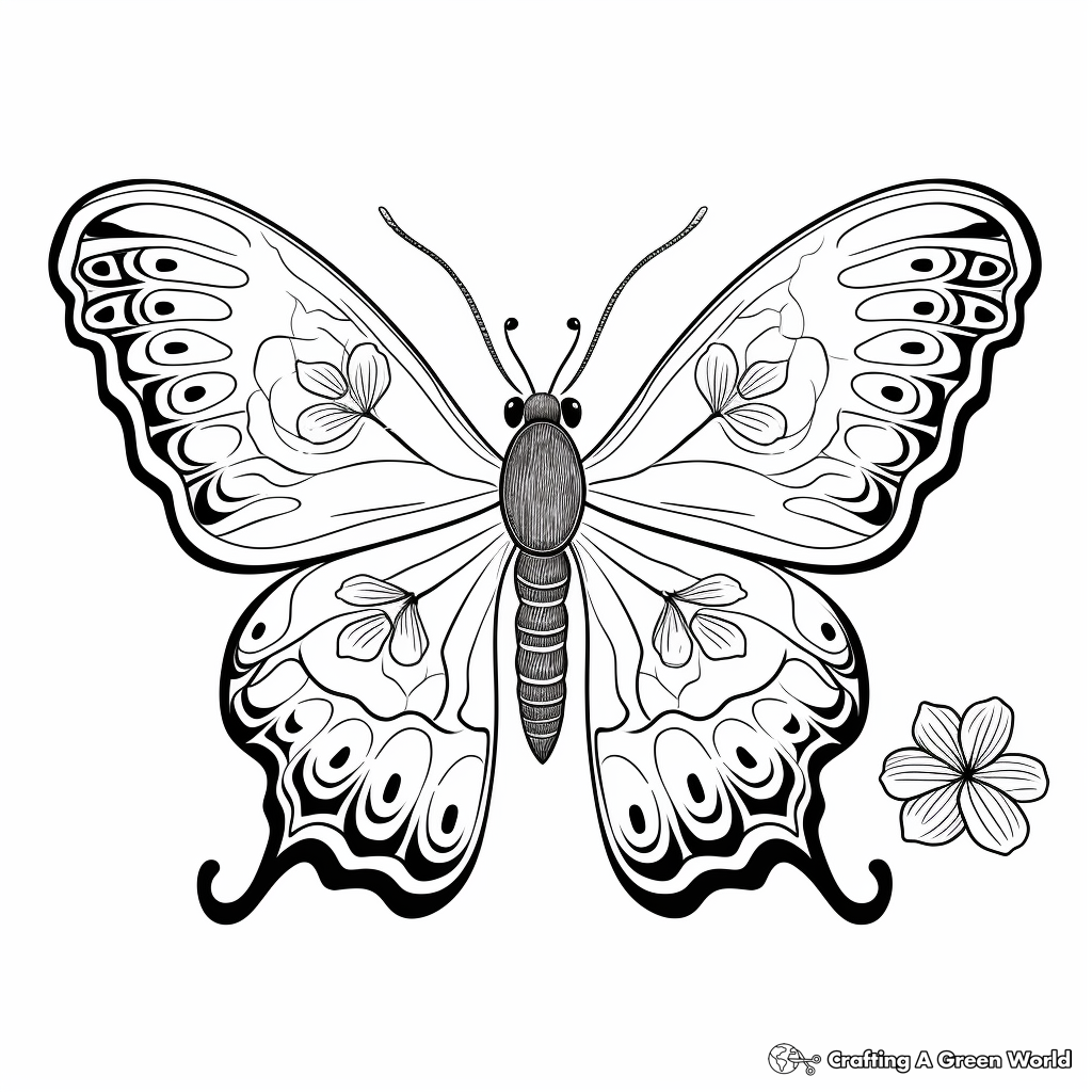 Pattern-Oriented Luna Moth Coloring Pages 4