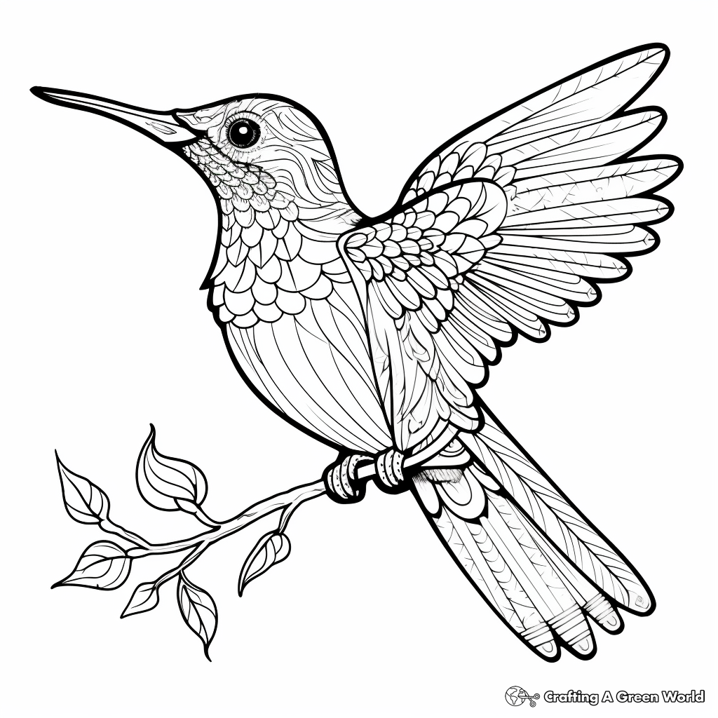 Patterned Calliope Hummingbird Coloring Pages 1