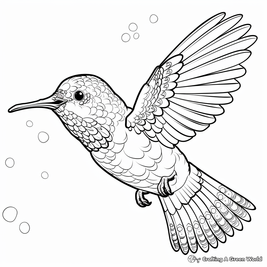 Patterned Calliope Hummingbird Coloring Pages 2