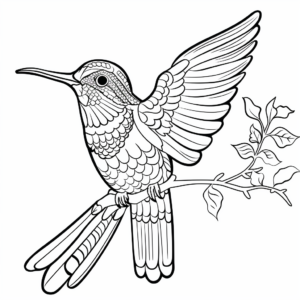 Patterned Calliope Hummingbird Coloring Pages 4