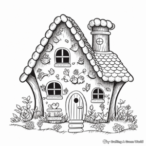 Patterned Gnome House Coloring Pages 1