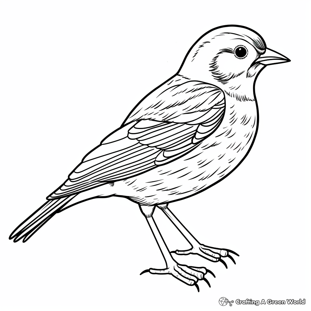 Patterned Red-Winged Blackbird Coloring Pages 1