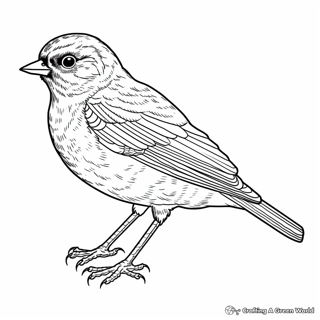 Patterned Red-Winged Blackbird Coloring Pages 3