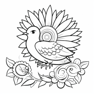 Peace Dove and Daisy Flowers Coloring Pages 1