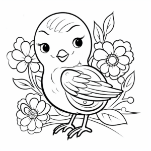 Peace Dove and Daisy Flowers Coloring Pages 2