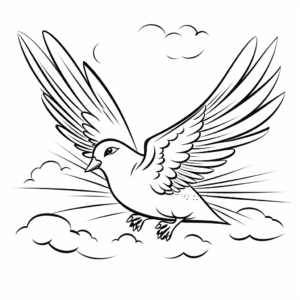 Peace Dove Flying in the Sky Coloring Pages 1